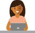 drawing of woman with laptop