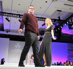 Denise Gehringer's son Jacob Gehringer on model runway with Amanda Booth